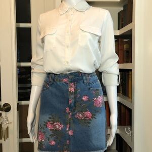 🌸 Floral Denim Skirt-ONLY